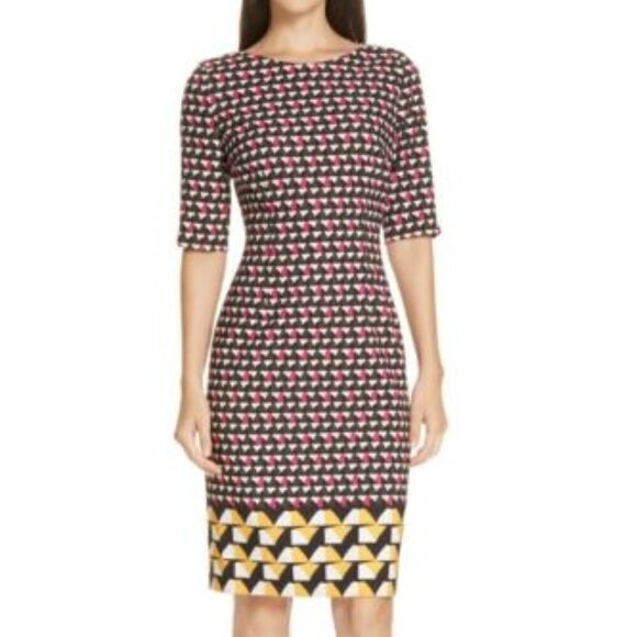 Hugo Boss Dareika graphic shift sheath dress short sleeve pink navy olive new 6 - Picture 7 of 7